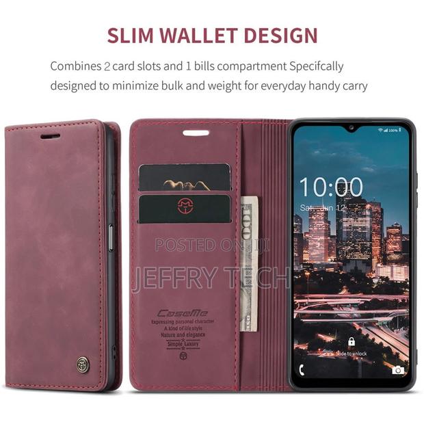 Samsung Galaxy A14 5G Retro Flip Leather Wallet Case Red