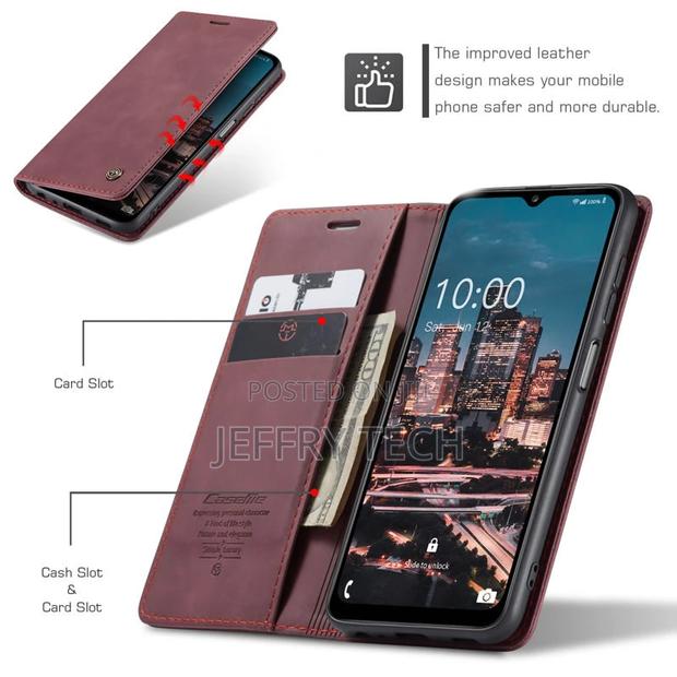 Samsung Galaxy A14 5G Retro Flip Leather Wallet Case Red - thumbnail 3