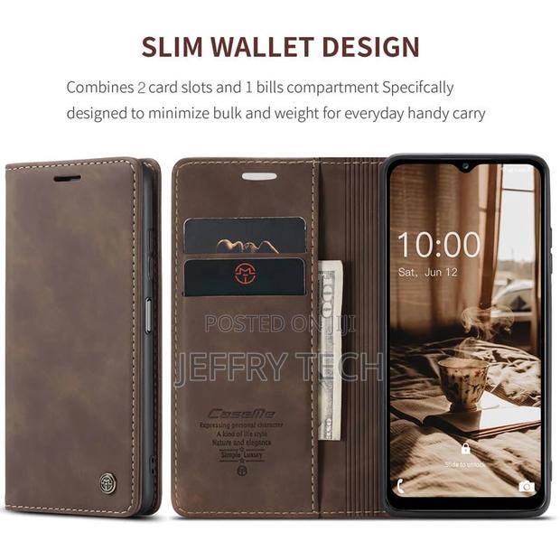 Samsung Galaxy A14 5G Retro Flip Leather Wallet Case Coffee