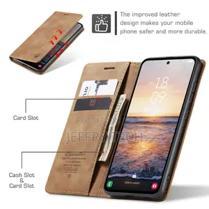 Samsung Galaxy A54 5G Retro Flip Leather Wallet Case Brown