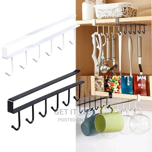 Iron 6 Hook Storage Shelf Wardrobe Cabinet