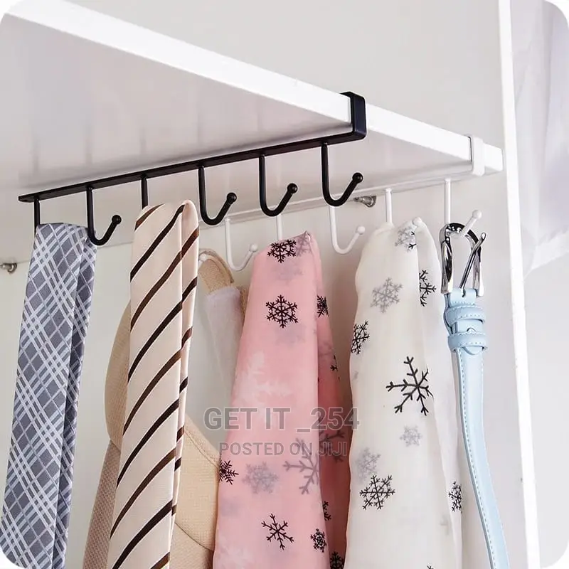 Iron 6 Hook Storage Shelf Wardrobe Cabinet