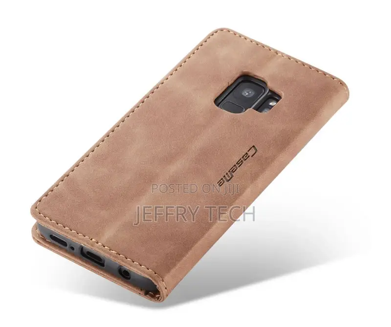 Samsung Galaxy S9 Anti-Fall Retro Leather Wallet Case Brown