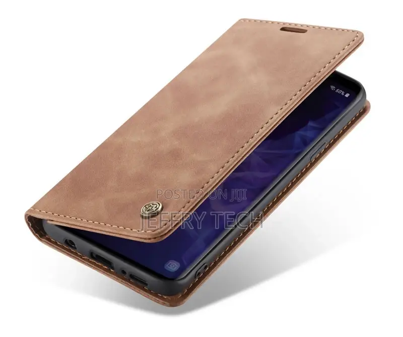 Samsung Galaxy S9 Plus Matte Soft Flip Leather Wallet Brown