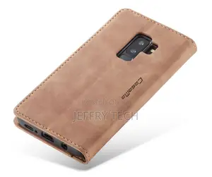 Samsung Galaxy S9 Plus Matte Soft Flip Leather Wallet Brown