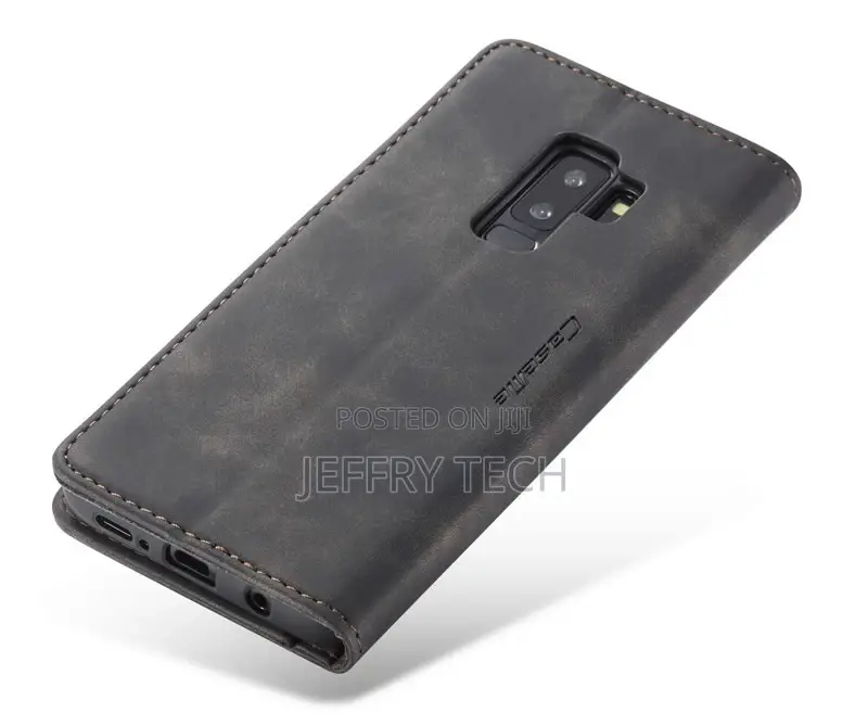 Samsung Galaxy S9 Plus Black Retro Leather Wallet Case