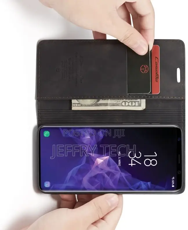 Samsung Galaxy S9 Plus Black Retro Leather Wallet Case
