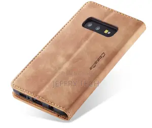 Samsung Galaxy S10e Retro Flip Leather Wallet Case Brown