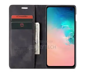 Samsung Galaxy S10e Retro Flip Leather Wallet Case Black