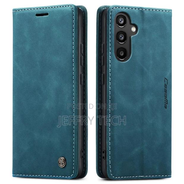 Samsung Galaxy A34 5G Retro Flip Leather Wallet Case Blue