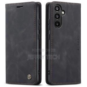 Samsung Galaxy A34 5G Retro Flip Leather Wallet Case Black - thumbnail 2