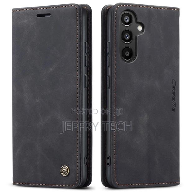 Samsung Galaxy A34 5G Retro Flip Leather Wallet Case Black - main view