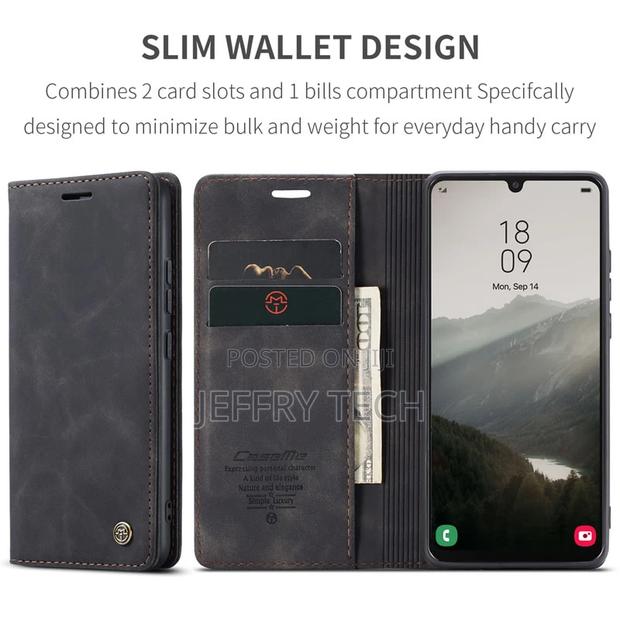 Samsung Galaxy A34 5G Retro Flip Leather Wallet Case Black - thumbnail 3