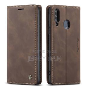Samsung Galaxy A20S Anti-Fall Retro Leather Wallet Coffee - thumbnail 2