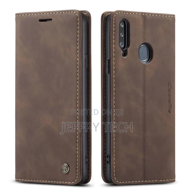 Samsung Galaxy A20S Anti-Fall Retro Leather Wallet Coffee - main view