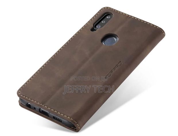 Samsung Galaxy A20S Anti-Fall Retro Leather Wallet Coffee - thumbnail 5