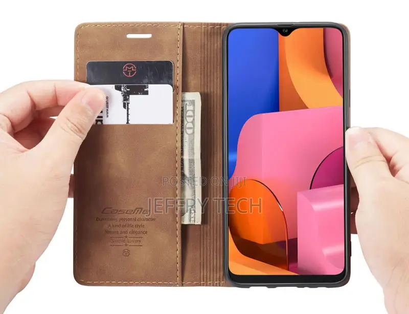 Samsung Galaxy A20S Anti-Fall Retro Leather Wallet Ca Brown