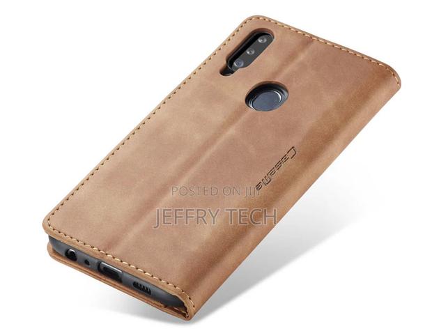 Samsung Galaxy A20S Anti-Fall Retro Leather Wallet Ca Brown - thumbnail 3