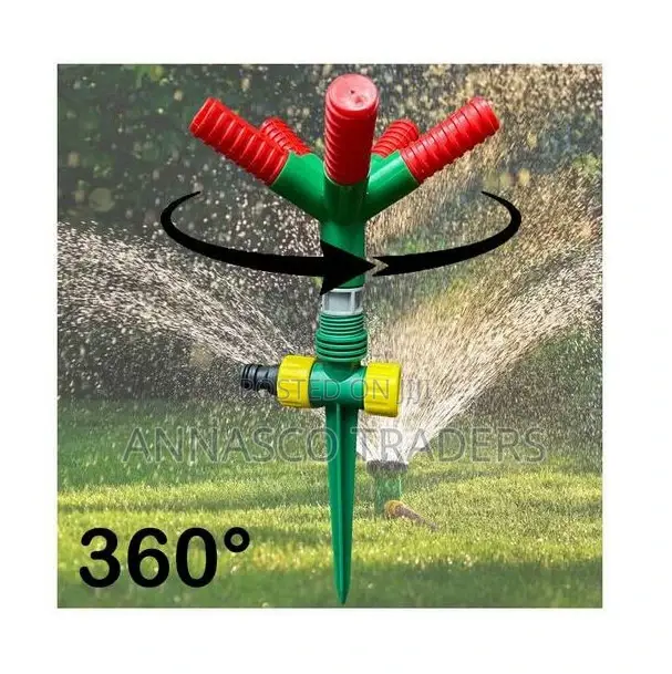 Water Sprinkler 360° Rotation Garden Spray + Spike Nozzle