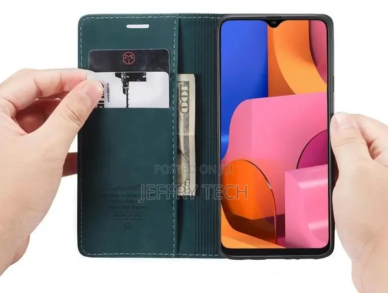 Samsung Galaxy A20S Anti-Fall Retro Leather Wallet Case Blue