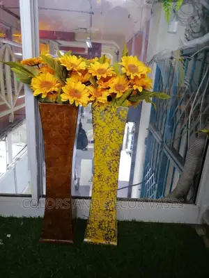Wooden Vase With Sunflowers