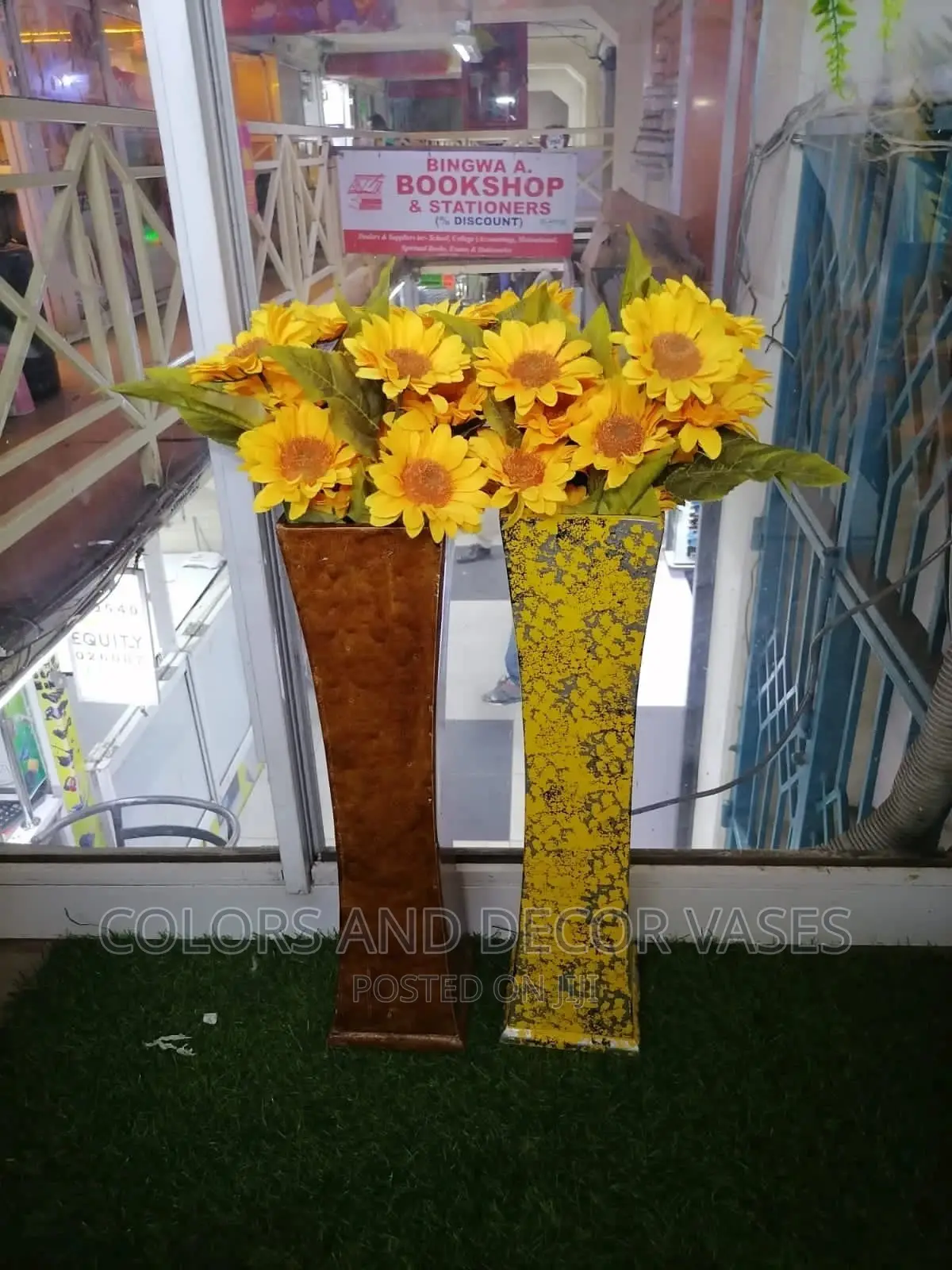 Wooden Vase With Sunflowers