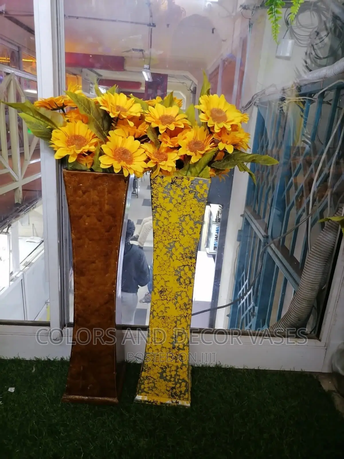 Wooden Vase With Sunflowers