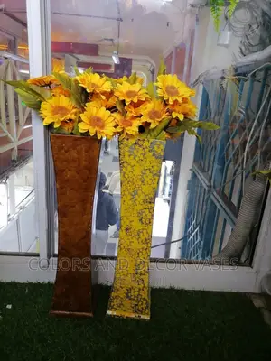 Wooden Vase With Sunflowers