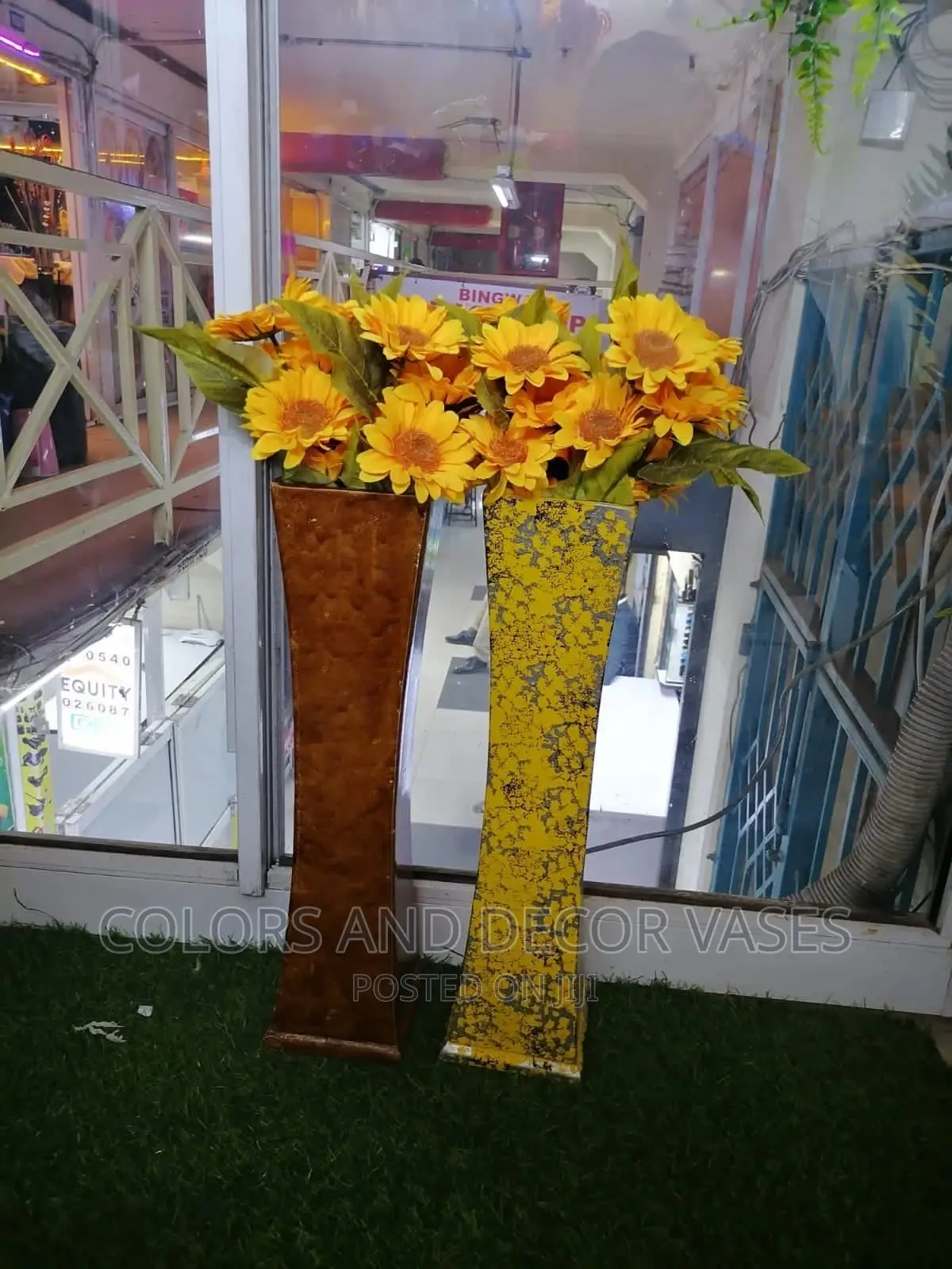 Wooden Vase With Sunflowers