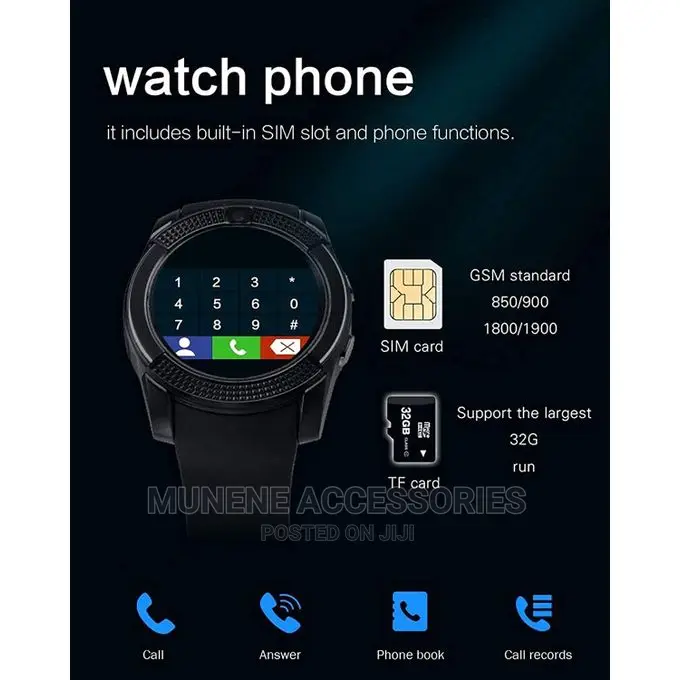 Y1 Bluetooth Sport V8 Wrist Smartwatch GSM SD SIM Card Slot