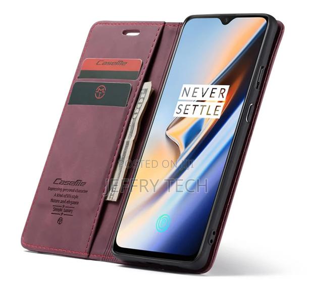 Oneplus 7 Leather Flip Wallet Case Red - thumbnail 2