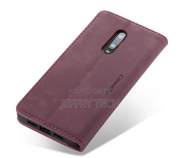 Oneplus 7 Leather Flip Wallet Case Red - thumbnail 4