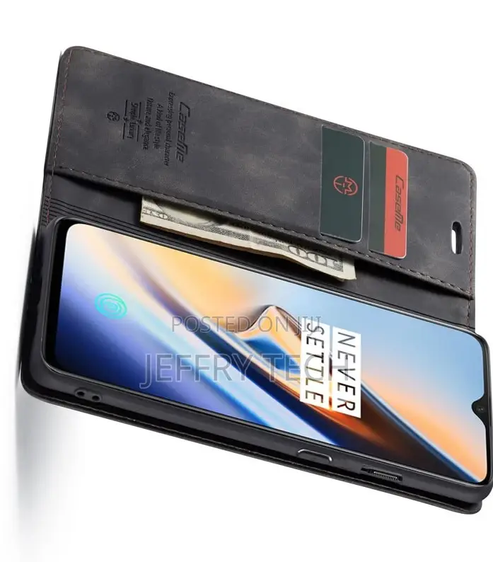 Flip Oneplus 7 Leather Wallet Case Black