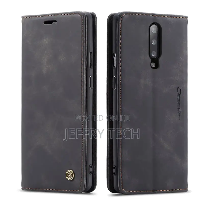 Oneplus 7 Pro Leather Wallet Case Black Flip
