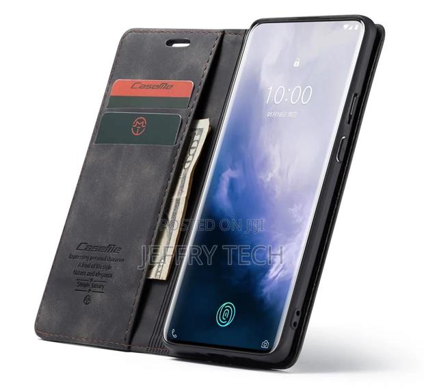 Oneplus 7 Pro Leather Wallet Case Black Flip