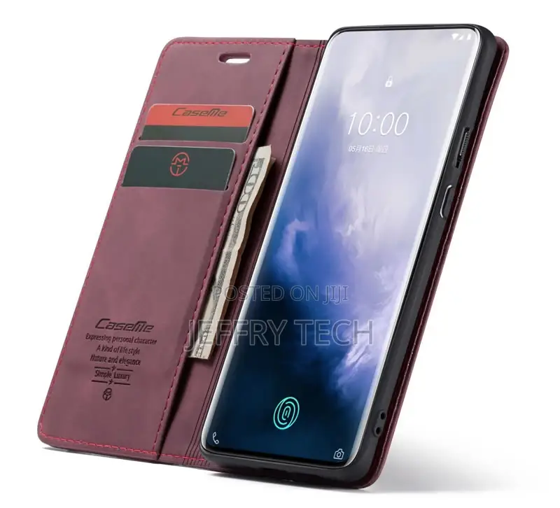 Oneplus 7 Pro Flip Leather Wallet Case Red