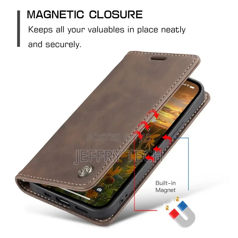 iPhone 14 Pro Max Retro Flip Leather Wallet Case Coffee