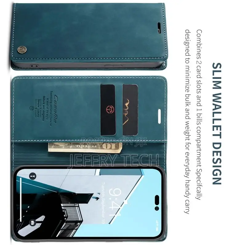iPhone 14 Pro Max Retro Flip Leather Wallet Case Blue