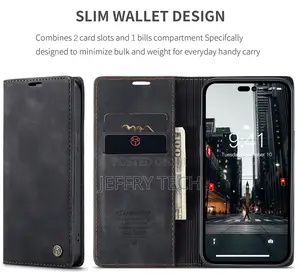 iPhone 14 Pro Max Retro Flip Leather Wallet Case Black