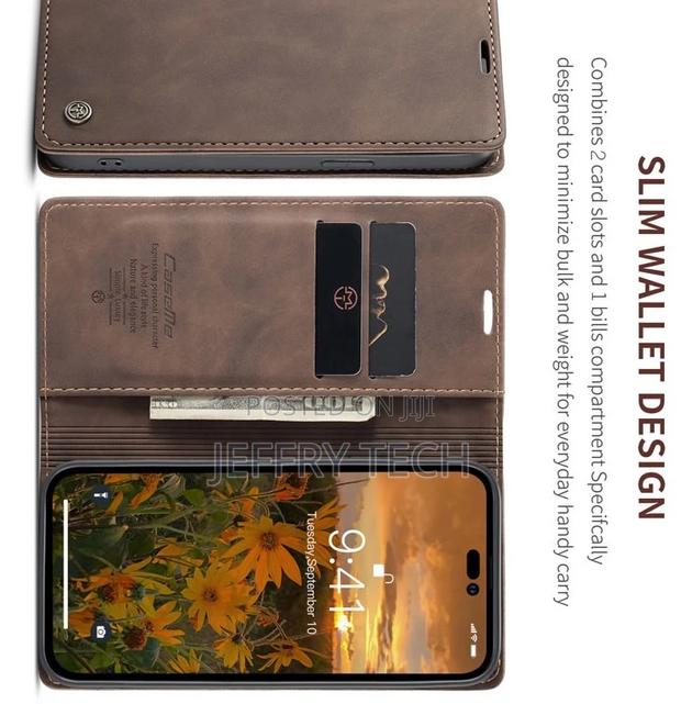 iPhone 14 Pro Retro Flip Leather Wallet Case Coffee - thumbnail 3