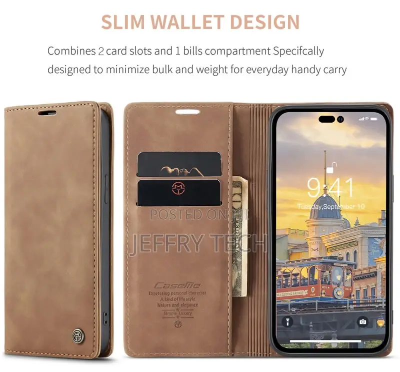 iPhone 14 Pro Retro Flip Leather Wallet Case Brown