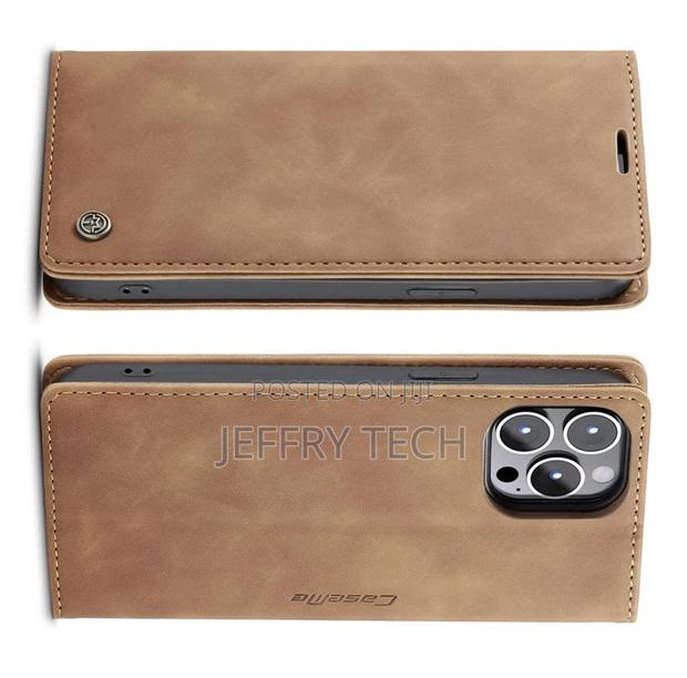 iPhone 14 Pro Retro Flip Leather Wallet Case Brown - thumbnail 3