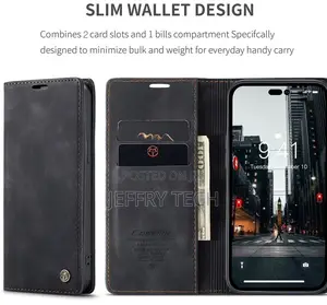 iPhone 14 Pro Retro Flip Leather Wallet Case Black