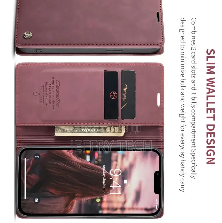 iPhone 14 Plus Retro Flip Leather Wallet Case Red