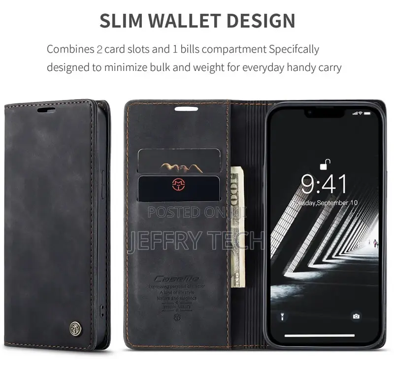 iPhone 14 Plus Retro Flip Leather Wallet Case Black