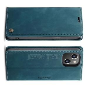iPhone 14 Retro Flip Leather Wallet Case Blue - thumbnail 2