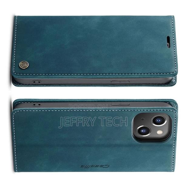iPhone 14 Retro Flip Leather Wallet Case Blue - main view