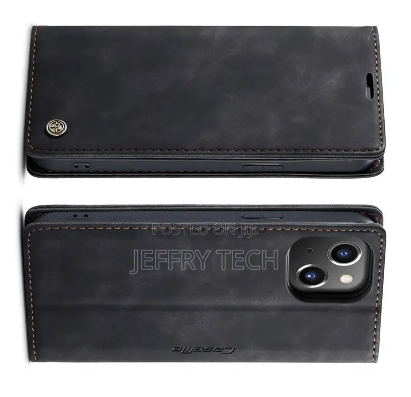 iPhone 14 Retro Flip Leather Wallet Case Black