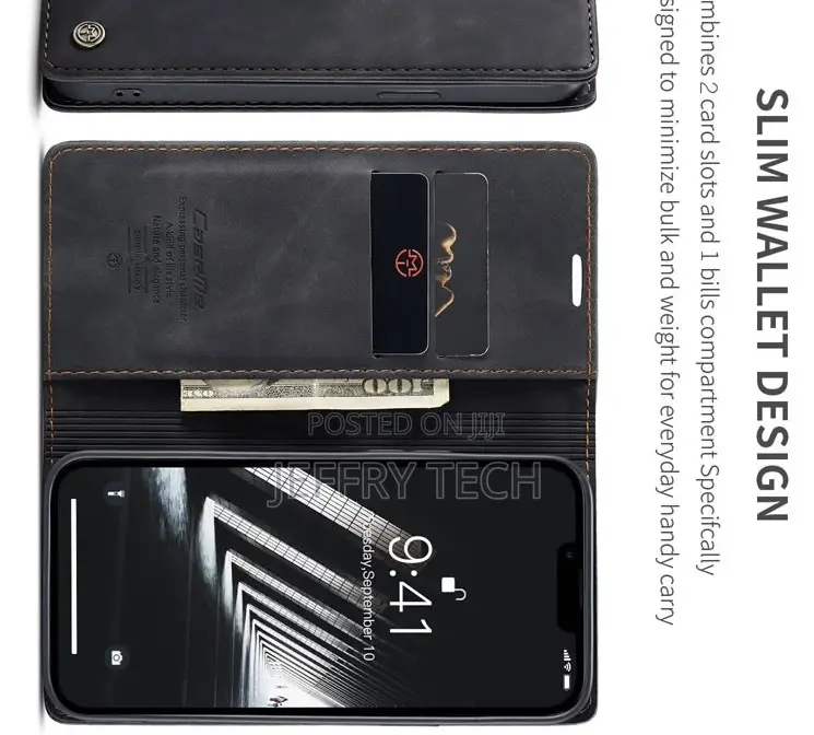 iPhone 14 Retro Flip Leather Wallet Case Black