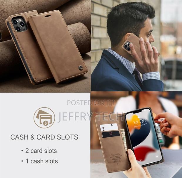 iPhone 13 Pro Max Retro Flip Leather Wallet Case Brown - thumbnail 2